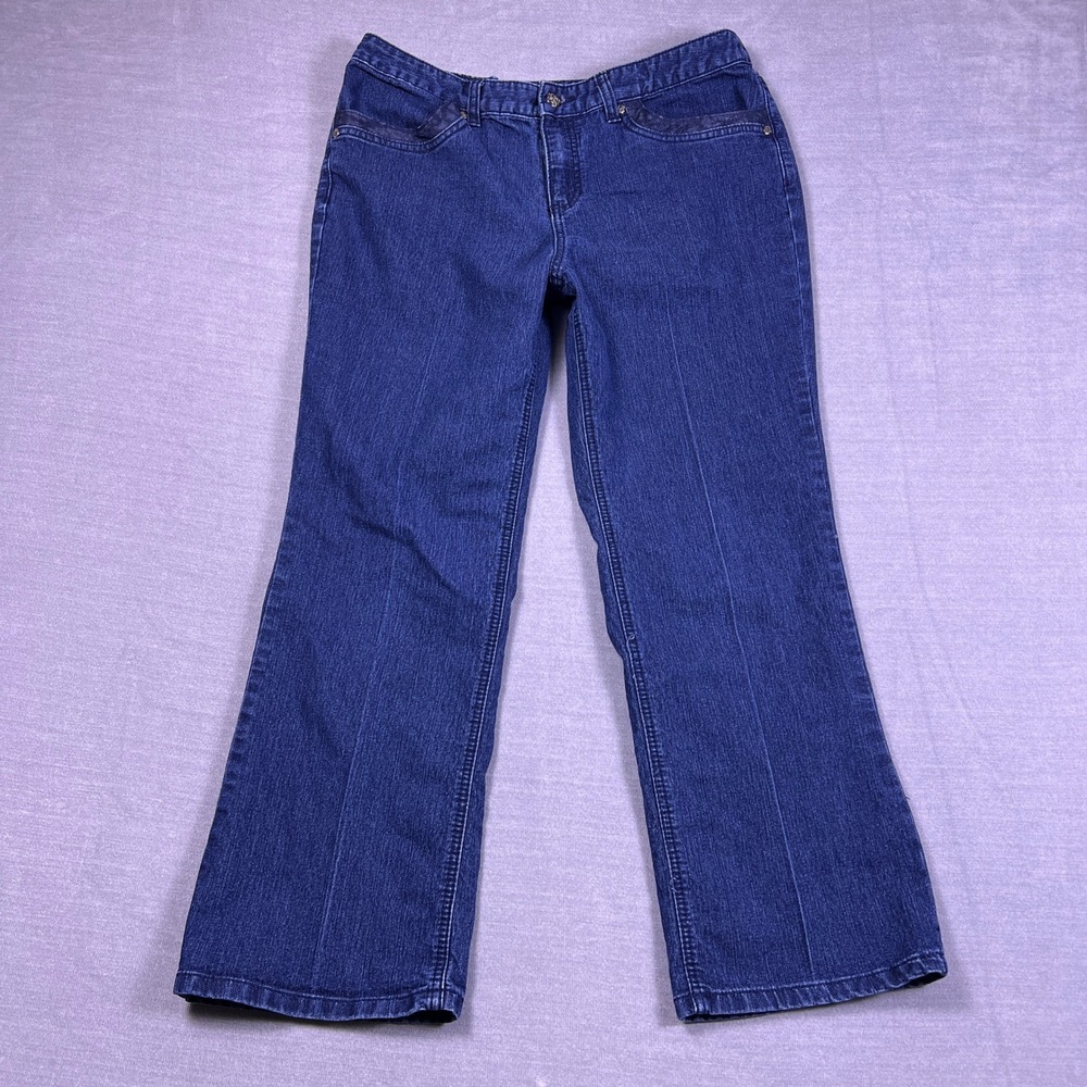 Christopher & Banks Bootcut Jeans Lace Trim Womens‎ Size 12 Short Blue Denim
